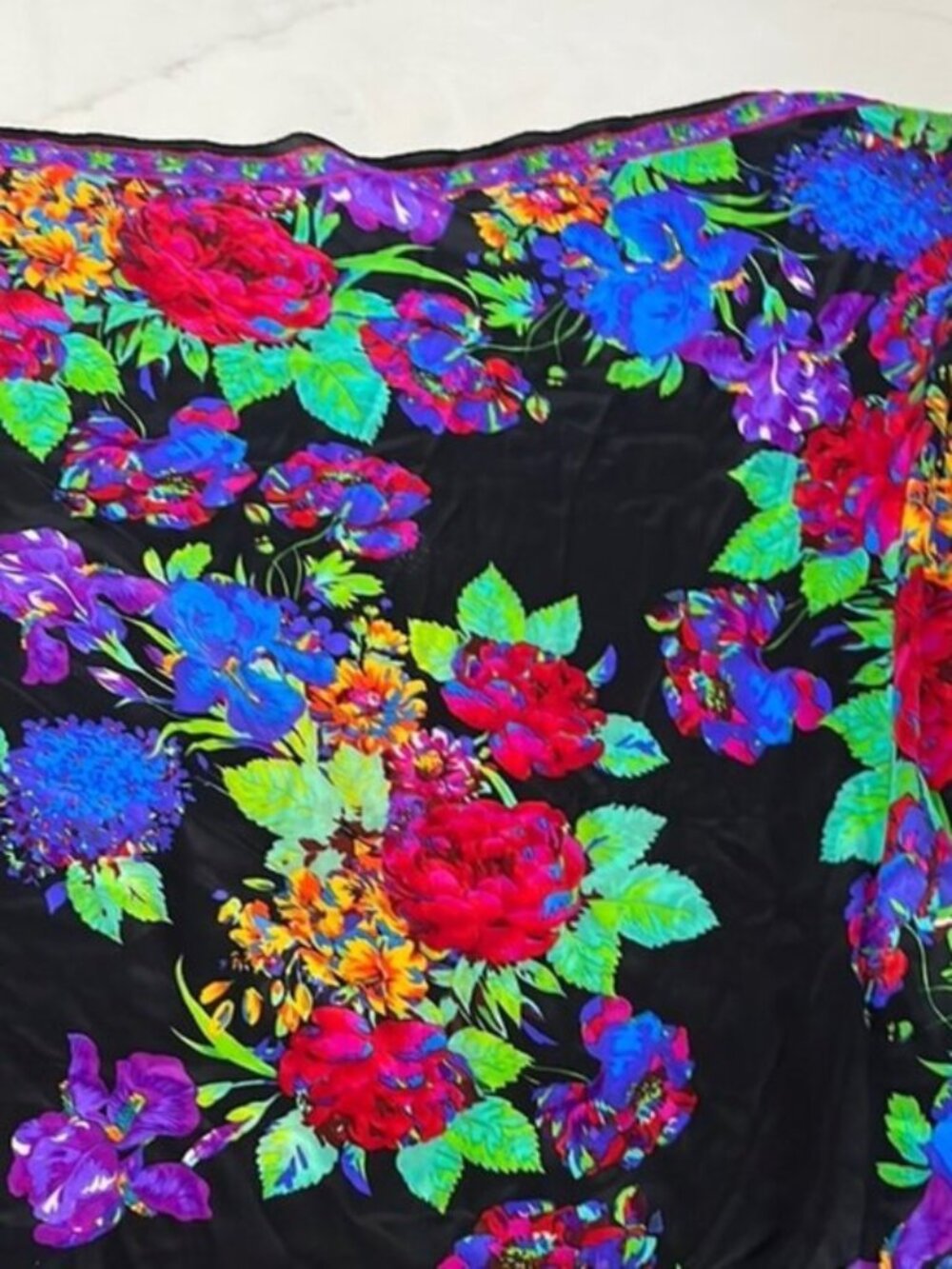 Liz Claiborne Black and Red Floral Scarf